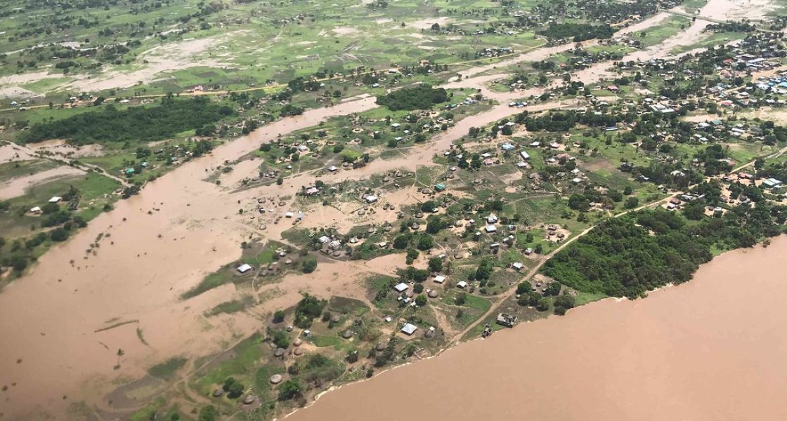 Schwere Überschwemmungen in Mosambik nach dem Zyklon Eloise. Foto: Mercy Air