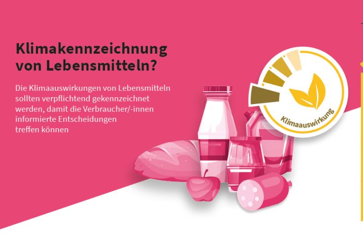 Grafik mit Lebensmitteln Mehrheit der Deutschen wünscht sich Kennzeichnung der Klimaauswirkungen von Lebensmitteln