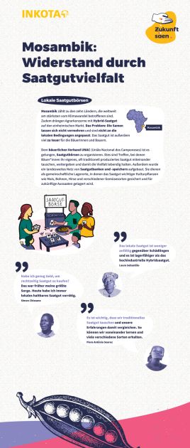 Ausstellungstafel 8 mit dem Titel Mosambik: Wiederstand durch Saatgutvielfalt