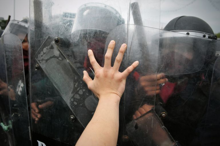 Repression auf einer Demonstration