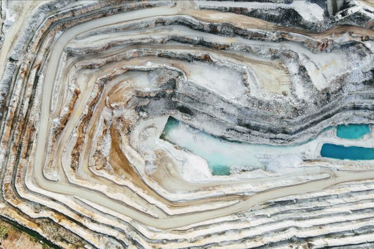 Drone over quarry in Barossa Valley, SA, Australia 