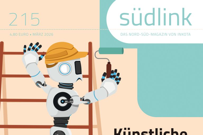 Ein Bild eines Roboters auf einer Leiter, der eine Wand streicht